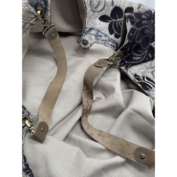 Zen Amsterdam Tapestry Hobo Tote Purse Shoulder Bag Purple Sliver Floral - Picture 10 of 13